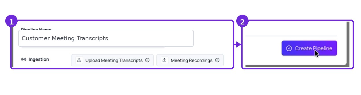 Enter a pipeline name, review the summary, and click Create Pipeline.