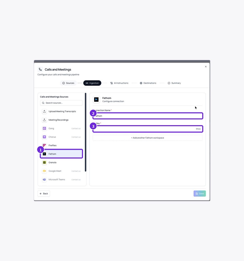 Review the Fathom connection fields in ArcGlass.